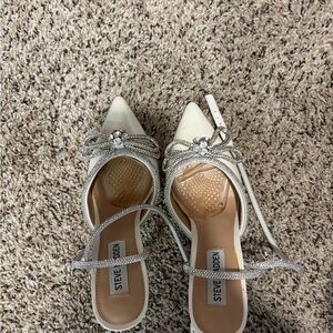 Steve Madden Cream and Silver Embellished Heels